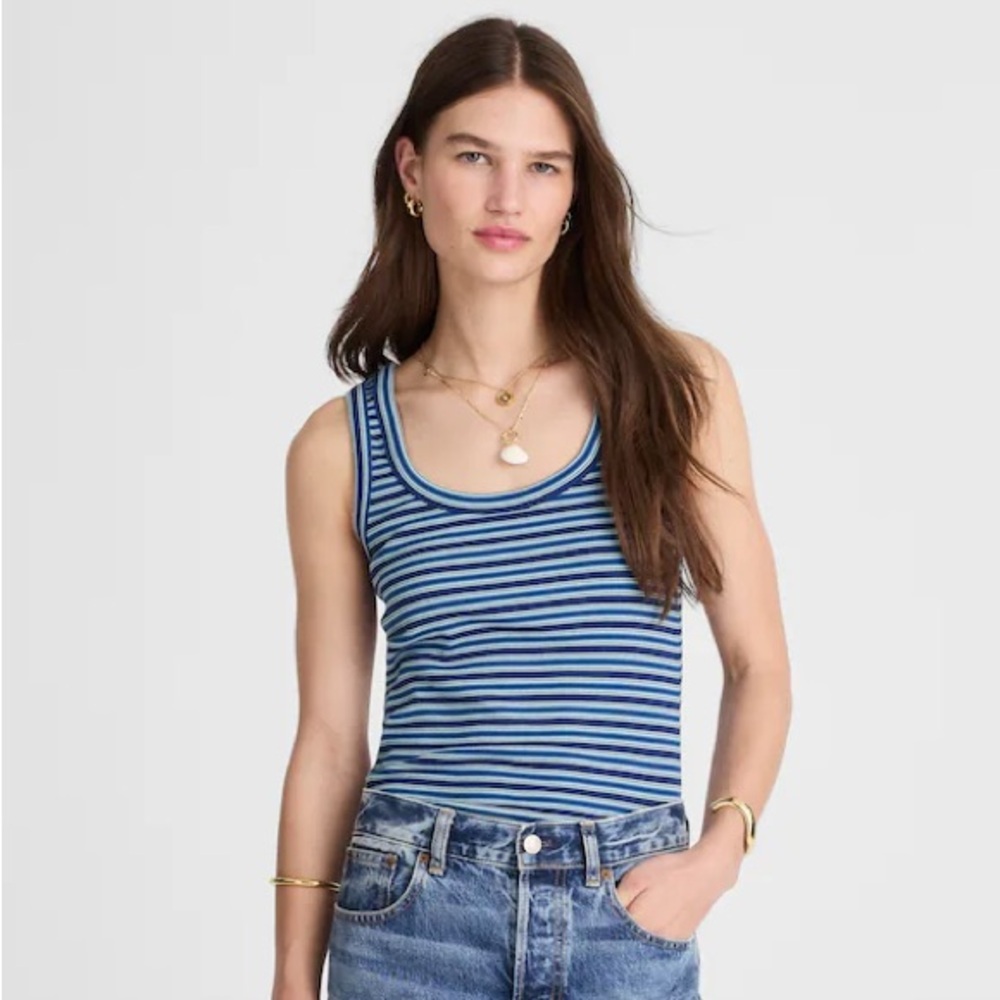 Madewell Striped Cotton Ribbed Tank Top